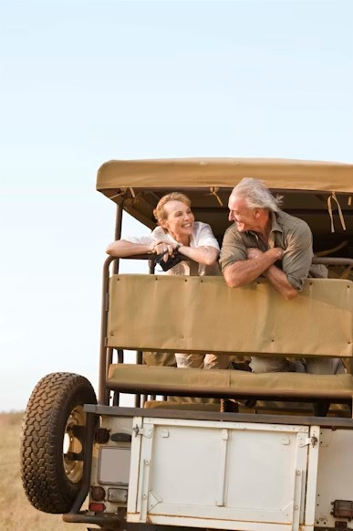Luxury safari couple on Day 1 near Arusha
